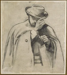 Dante Gabriel Rossetti (węgiel na szarym papierze)